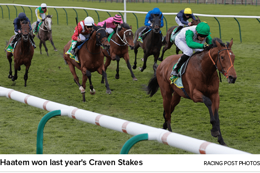 Haatem won last year's Craven Stakes Racing Post Photo