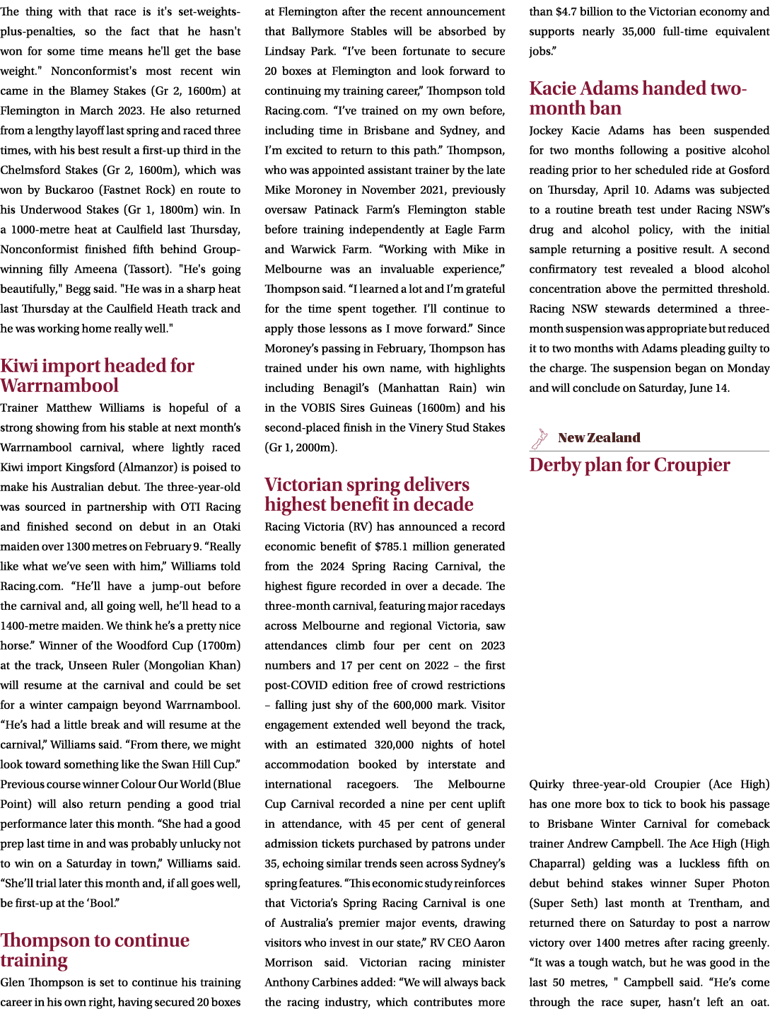 The thing with that race is it's set weights plus penalties, so the fact that he hasn't won for some time means he'll...