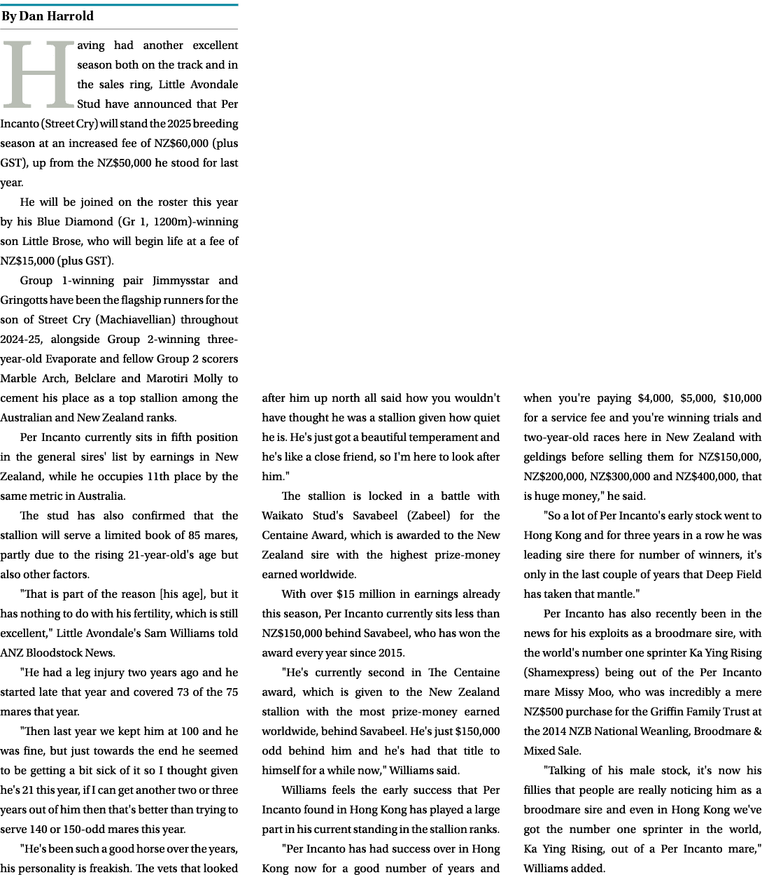 ￼ Having had another excellent season both on the track and in the sales ring, Little Avondale Stud have announced th...
