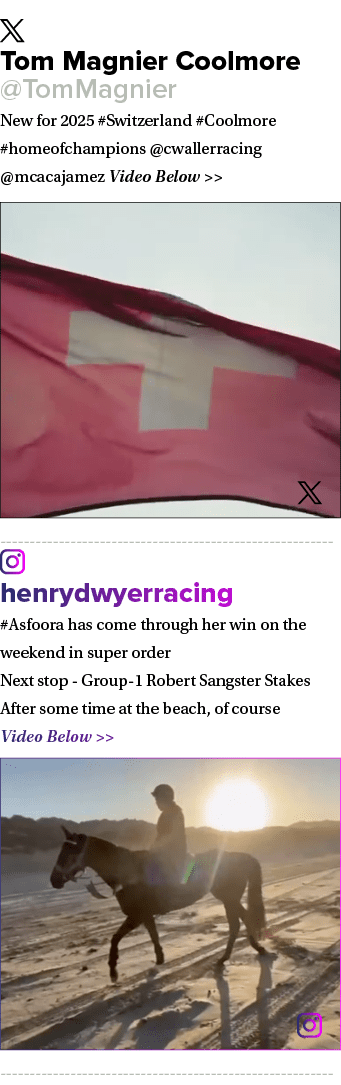 ￼ Tom Magnier Coolmore @TomMagnier New for 2025 #Switzerland #Coolmore #homeofchampions @cwallerracing @mcacajamez Vi...