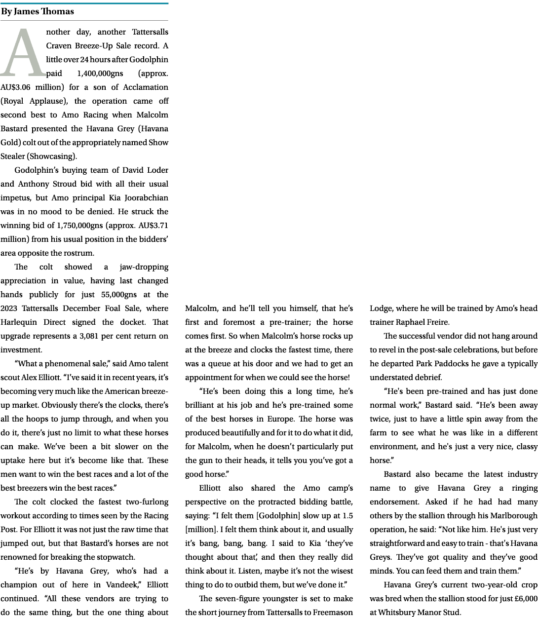 ￼ Another day, another Tattersalls Craven Breeze Up Sale record. A little over 24 hours after Godolphin paid 1,400,00...