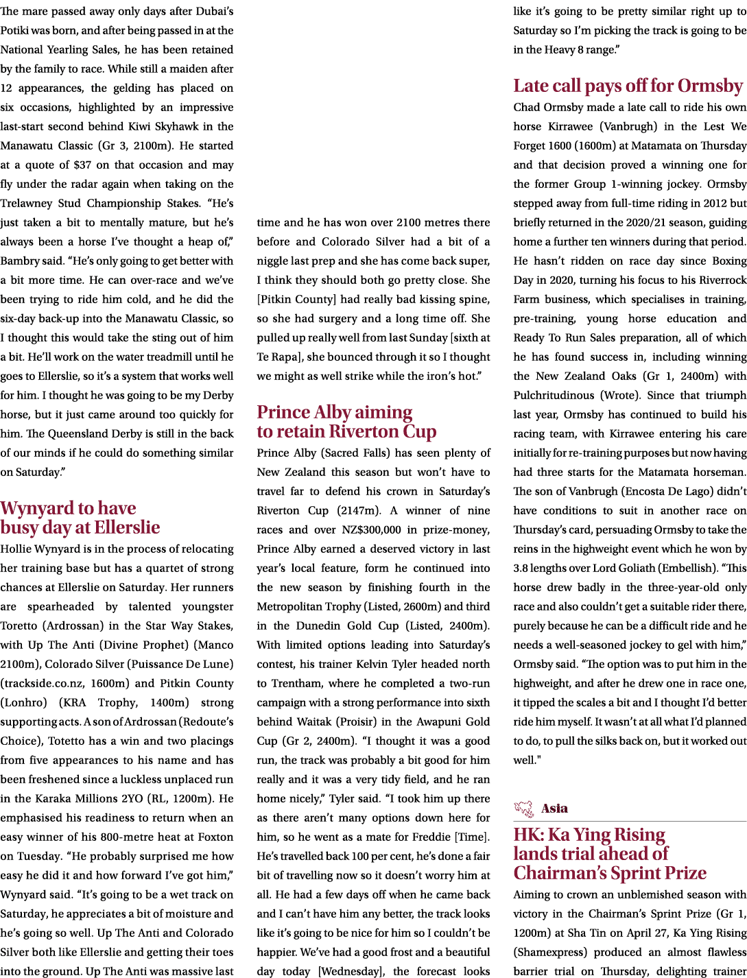 The mare passed away only days after Dubai’s Potiki was born, and after being passed in at the National Yearling Sale...