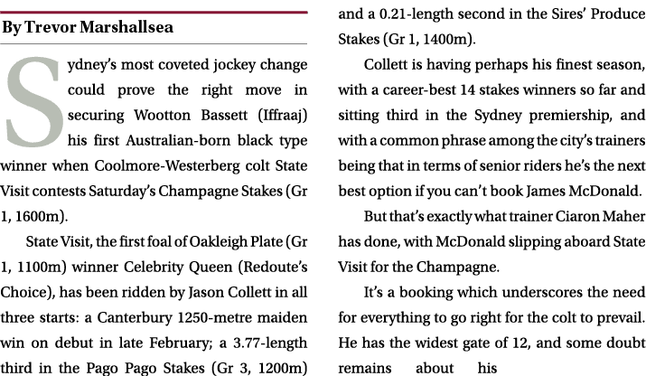 ￼ Sydney’s most coveted jockey change could prove the right move in securing Wootton Bassett (Iffraaj) his first Aust...