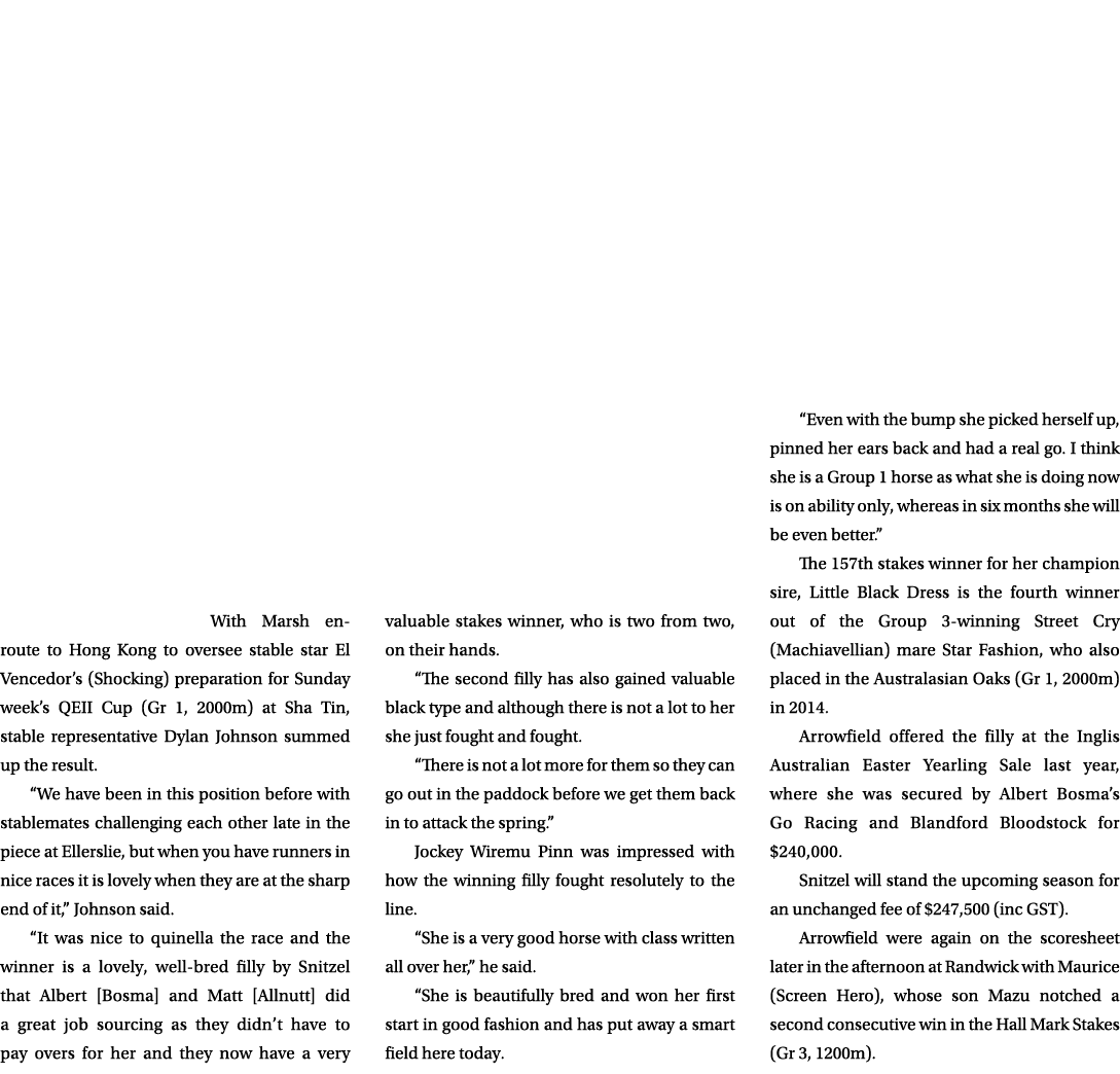 With Marsh en route to Hong Kong to oversee stable star El Vencedor’s (Shocking) preparation for Sunday week’s QEII C...