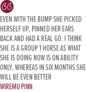 Even with the bump she picked herself up, pinned her ears back and had a real go. I think she is a Group 1 horse as w...