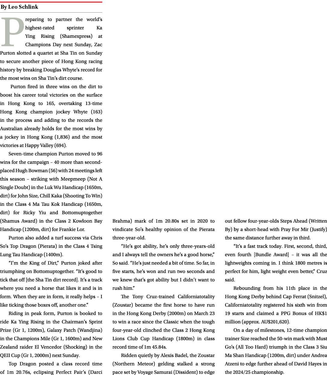 ￼ Preparing to partner the world’s highest rated sprinter Ka Ying Rising (Shamexpress) at Champions Day next Sunday, ...
