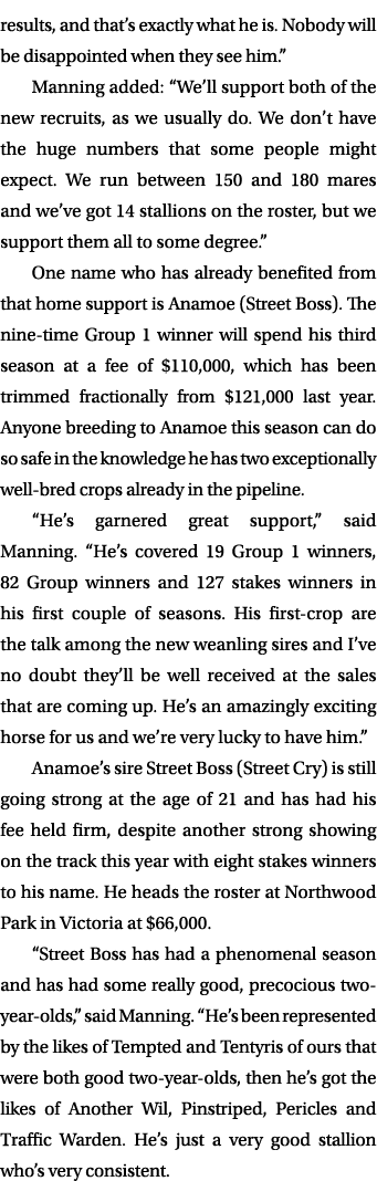 results, and that’s exactly what he is. Nobody will be disappointed when they see him.” Manning added: “We’ll support...