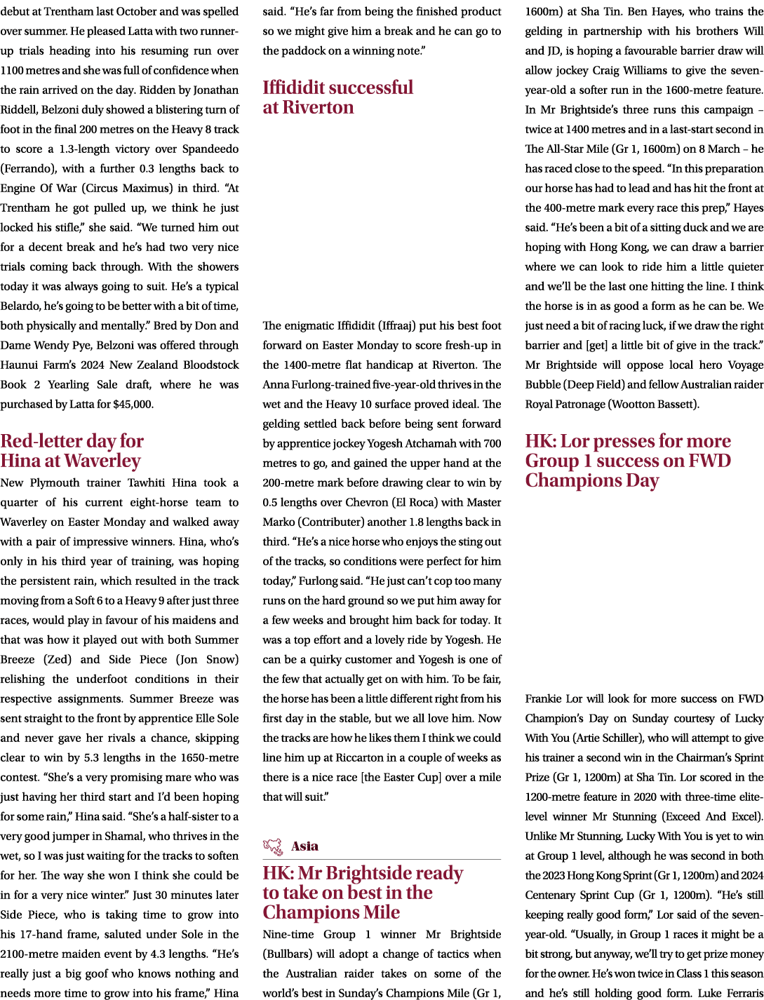 debut at Trentham last October and was spelled over summer. He pleased Latta with two runner up trials heading into h...