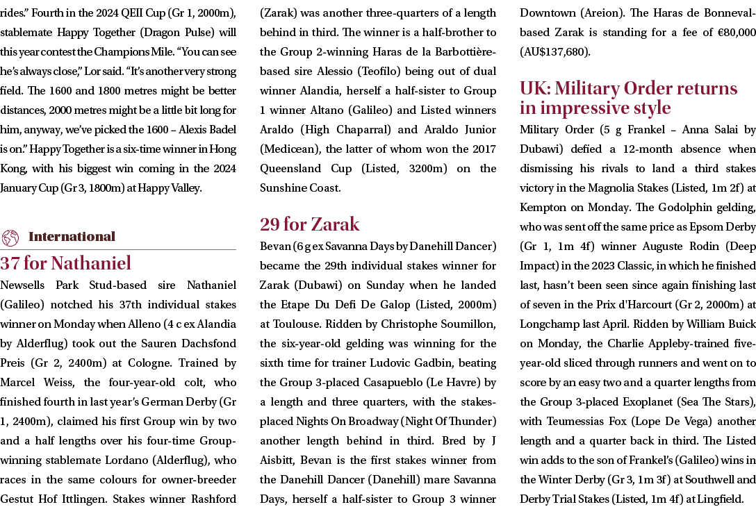 rides.” Fourth in the 2024 QEII Cup (Gr 1, 2000m), stablemate Happy Together (Dragon Pulse) will this year contest th...