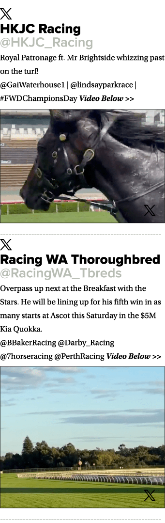 ￼ HKJC Racing @HKJC_Racing Royal Patronage ft. Mr Brightside whizzing past on the turf! @GaiWaterhouse1 | @lindsaypar...