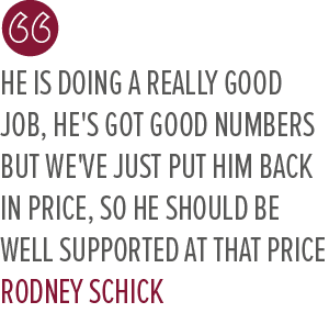 He is doing a really good job, he's got good numbers but we've just put him back in price, so he should be well suppo...