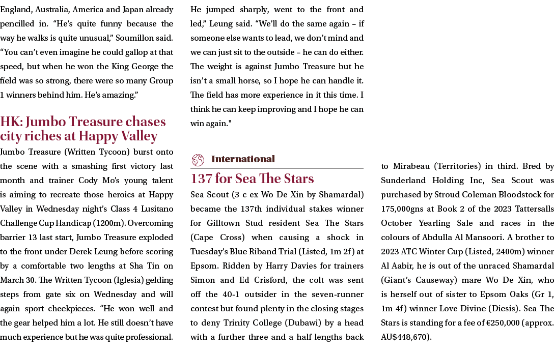 England, Australia, America and Japan already pencilled in. “He’s quite funny because the way he walks is quite unusu...