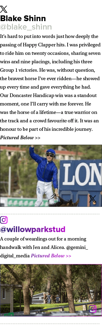 ￼ Blake Shinn @blake_shinn It’s hard to put into words just how deeply the passing of Happy Clapper hits. I was privi...