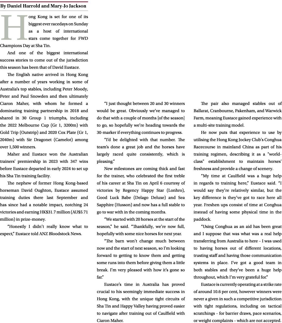 ￼ Hong Kong is set for one of its biggest ever racedays on Sunday as a host of international stars come together for ...