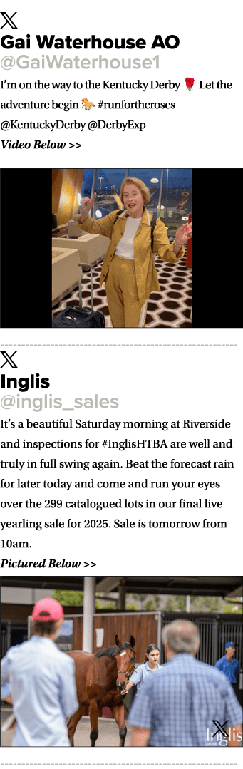 ￼ Gai Waterhouse AO @GaiWaterhouse1 I’m on the way to the Kentucky Derby 🌹 Let the adventure begin 🐎 #runfortherose...