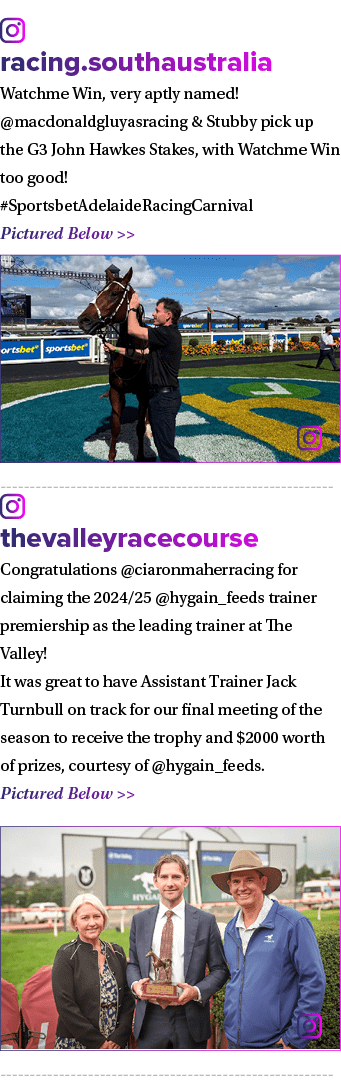 ￼ racing.southaustralia Watchme Win, very aptly named! @macdonaldgluyasracing & Stubby pick up the G3 John Hawkes Sta...