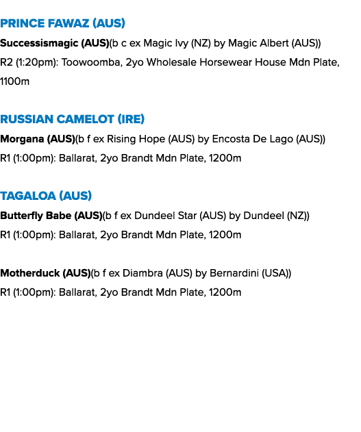 Prince Fawaz (AUS) Successismagic (AUS)(b c ex Magic Ivy (NZ) by Magic Albert (AUS)) R2 (1:20pm): Toowoomba, 2yo Whol...