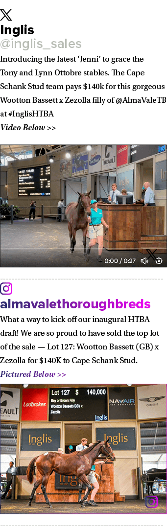 ￼ Inglis @inglis_sales Introducing the latest ‘Jenni’ to grace the Tony and Lynn Ottobre stables. The Cape Schank Stu...