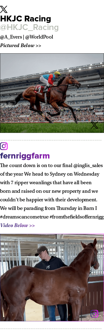 ￼ HKJC Racing @HKJC_Racing @A_Evers | @WorldPool Pictured Below   ￼ ￼ fernriggfarm The count down is on to our final...