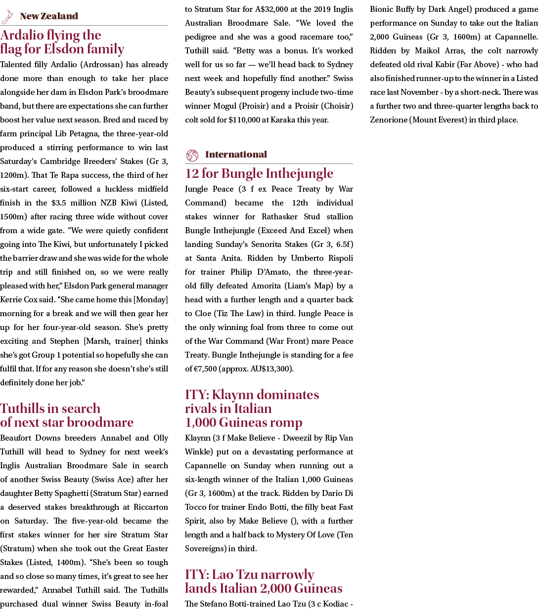 ￼ Ardalio flying the flag for Elsdon family Talented filly Ardalio (Ardrossan) has already done more than enough to t...