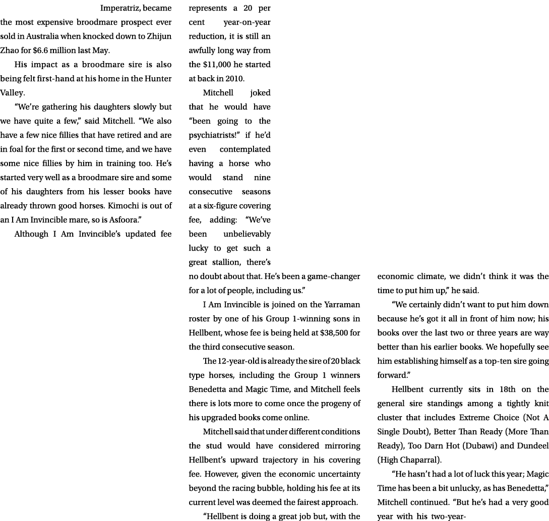 Imperatriz, became the most expensive broodmare prospect ever sold in Australia when knocked down to Zhijun Zhao for ...