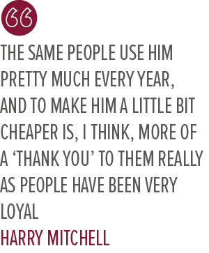 The same people use him pretty much every year, and to make him a little bit cheaper is, I think, more of a ‘thank yo...