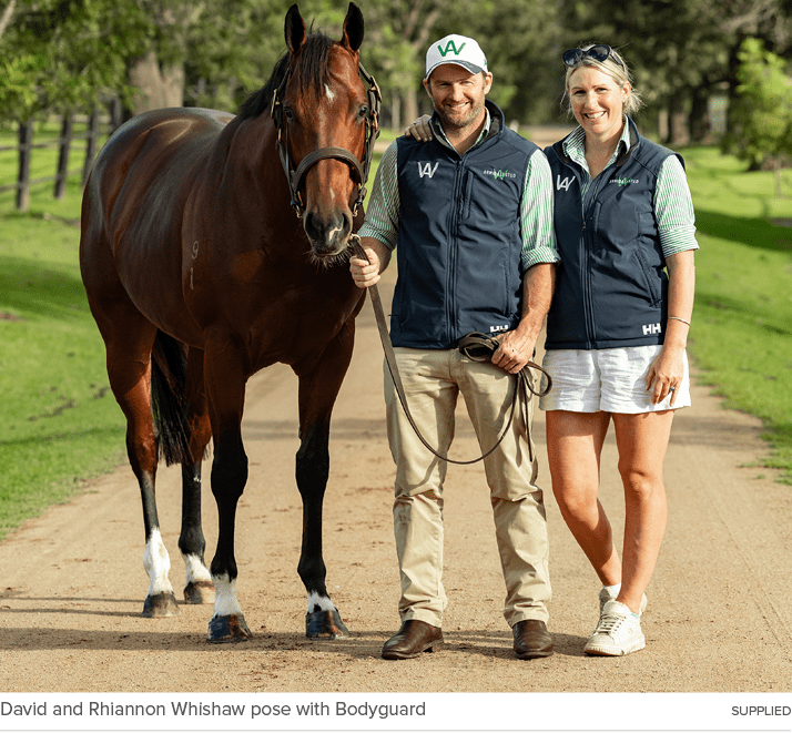 David and Rhiannon Whishaw pose with Bodyguard Supplie