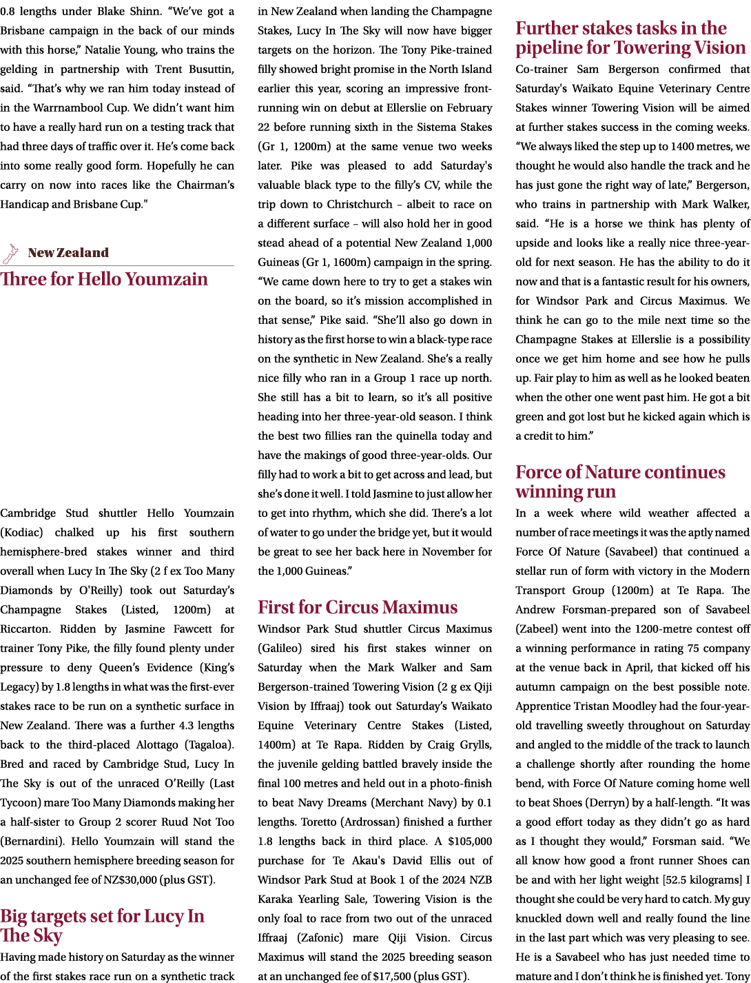 0.8 lengths under Blake Shinn. “We’ve got a Brisbane campaign in the back of our minds with this horse,” Natalie Youn...
