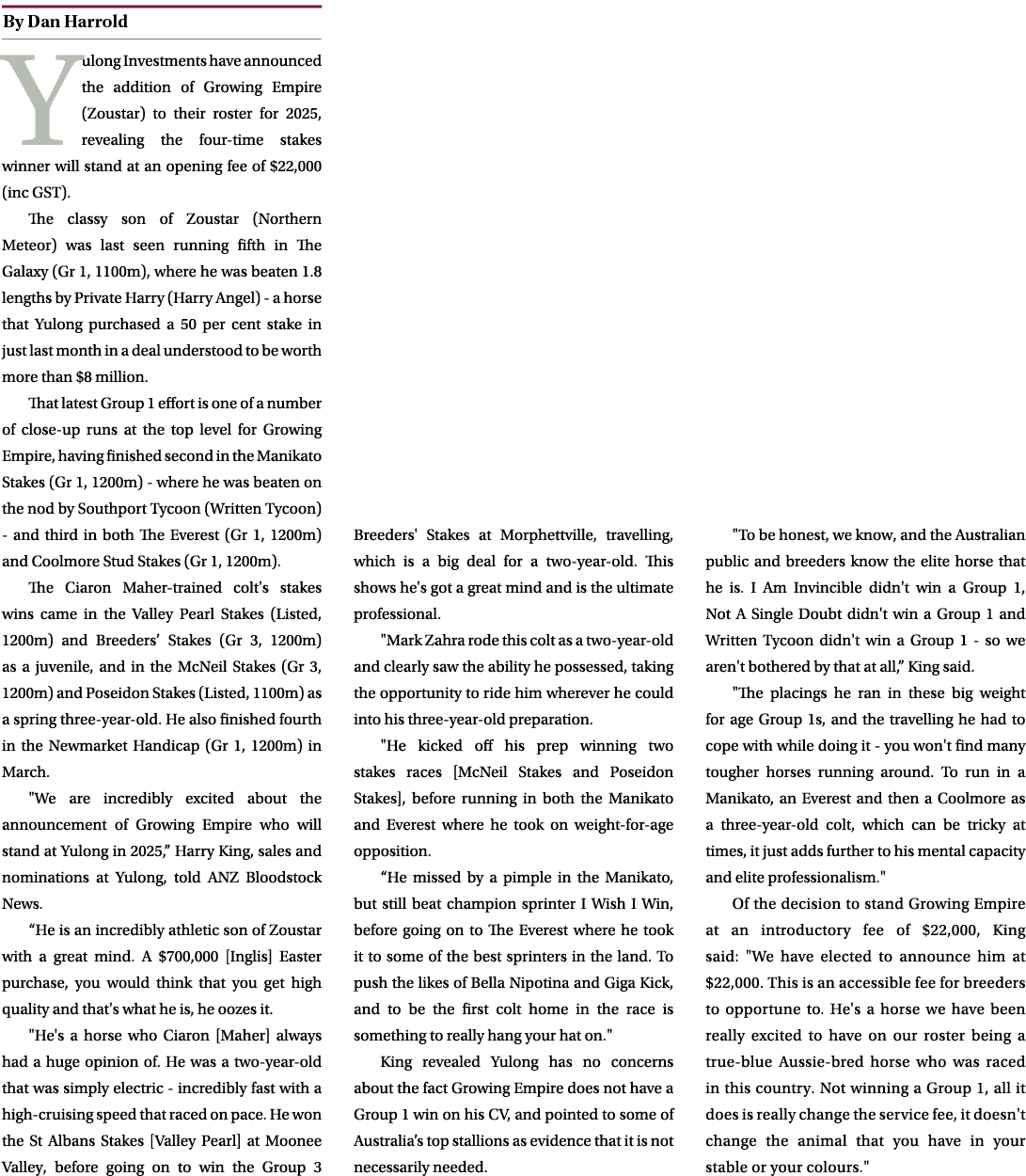 ￼ Yulong Investments have announced the addition of Growing Empire (Zoustar) to their roster for 2025, revealing the ...