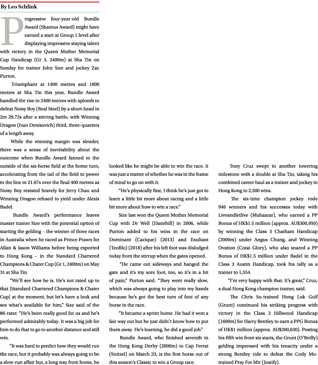 ￼ Progressive four year old Bundle Award (Shamus Award) might have earned a start at Group 1 level after displaying i...