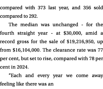 compared with 373 last year, and 356 sold compared to 292. The median was unchanged for the fourth straight year at $...
