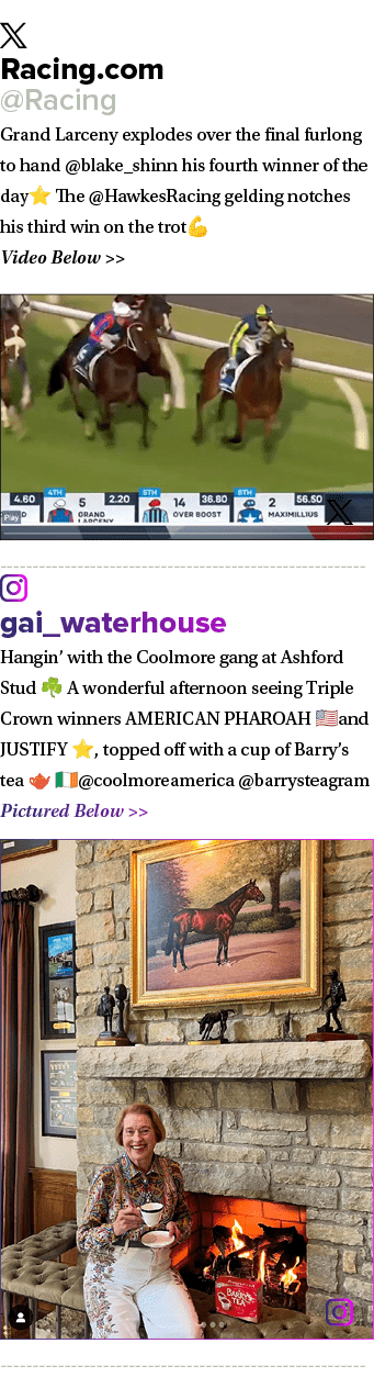 ￼ Racing.com @Racing Grand Larceny explodes over the final furlong to hand @blake_shinn his fourth winner of the day⭐...