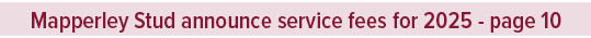 Mapperley Stud announce service fees for 2025 page 1
