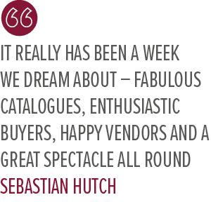 It really has been a week we dream about – fabulous catalogues, enthusiastic buyers, happy vendors and a great specta...