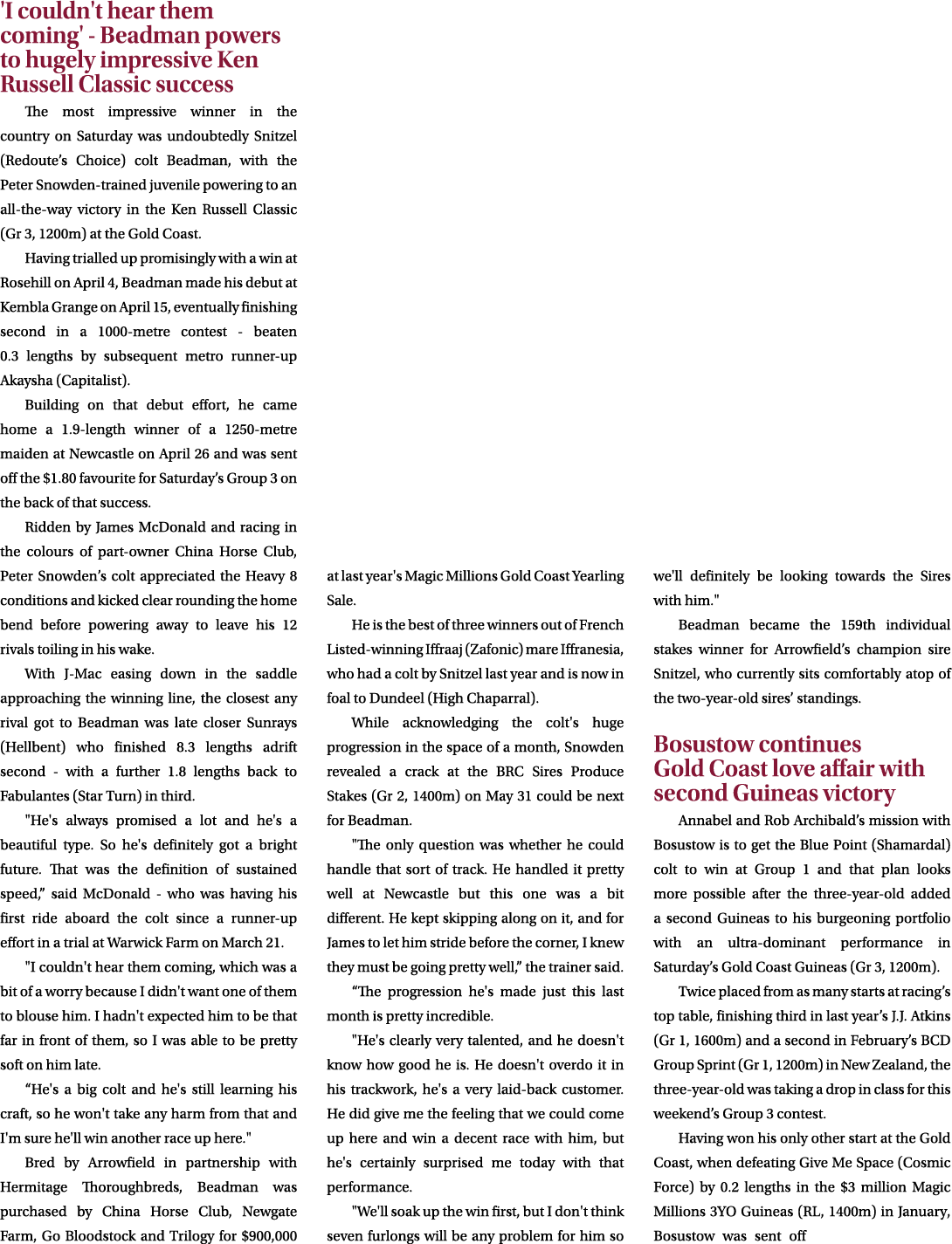 'I couldn't hear them coming' Beadman powers to hugely impressive Ken Russell Classic success The most impressive win...