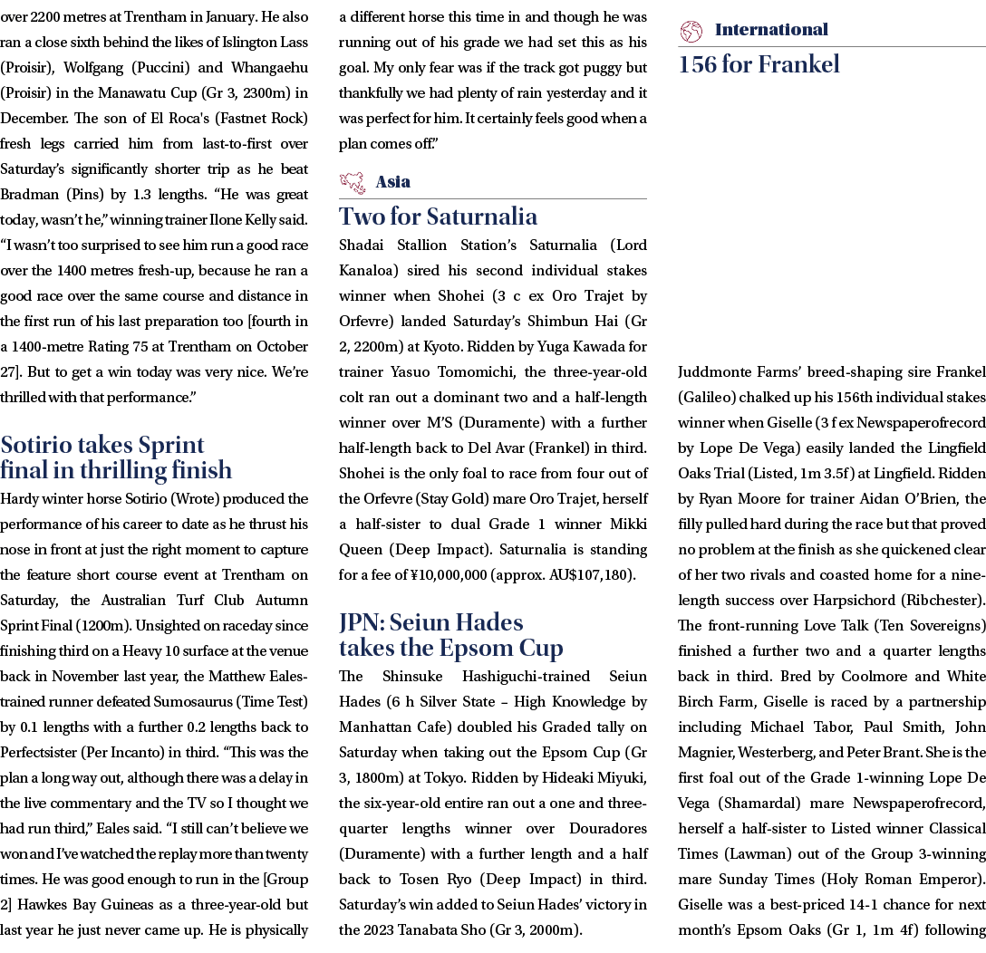 over 2200 metres at Trentham in January. He also ran a close sixth behind the likes of Islington Lass (Proisir), Wolf...