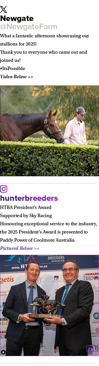 ￼ Newgate @NewgateFarm What a fantastic afternoon showcasing our stallions for 2025! Thank you to everyone who came o...