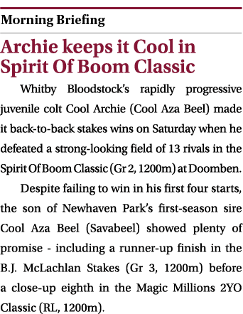  ￼ Archie keeps it Cool in Spirit Of Boom Classic Whitby Bloodstock’s rapidly progressive juvenile colt Cool Archie (...