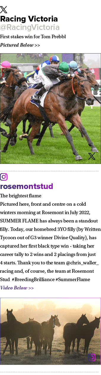 ￼ Racing Victoria @RacingVictoria First stakes win for Tom Prebbl Pictured Below   ￼ ￼ rosemontstud The brightest fl...