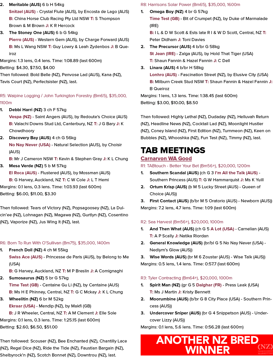 2. Meritable (AUS) 6 b H 54kg Snitzel (AUS) Crystal Flute (AUS), by Encosta de Lago (AUS) B: China Horse Club Racing ...
