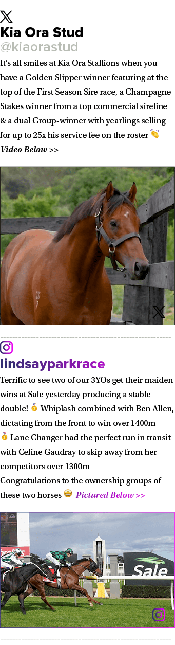 ￼ Kia Ora Stud @kiaorastud It’s all smiles at Kia Ora Stallions when you have a Golden Slipper winner featuring at th...