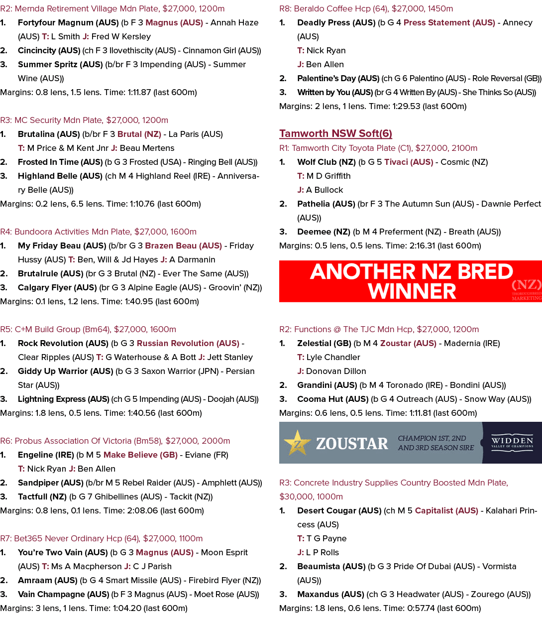 R2: Mernda Retirement Village Mdn Plate, $27,000, 1200m 1. Fortyfour Magnum (AUS) (b F 3 Magnus (AUS) Annah Haze (AUS...