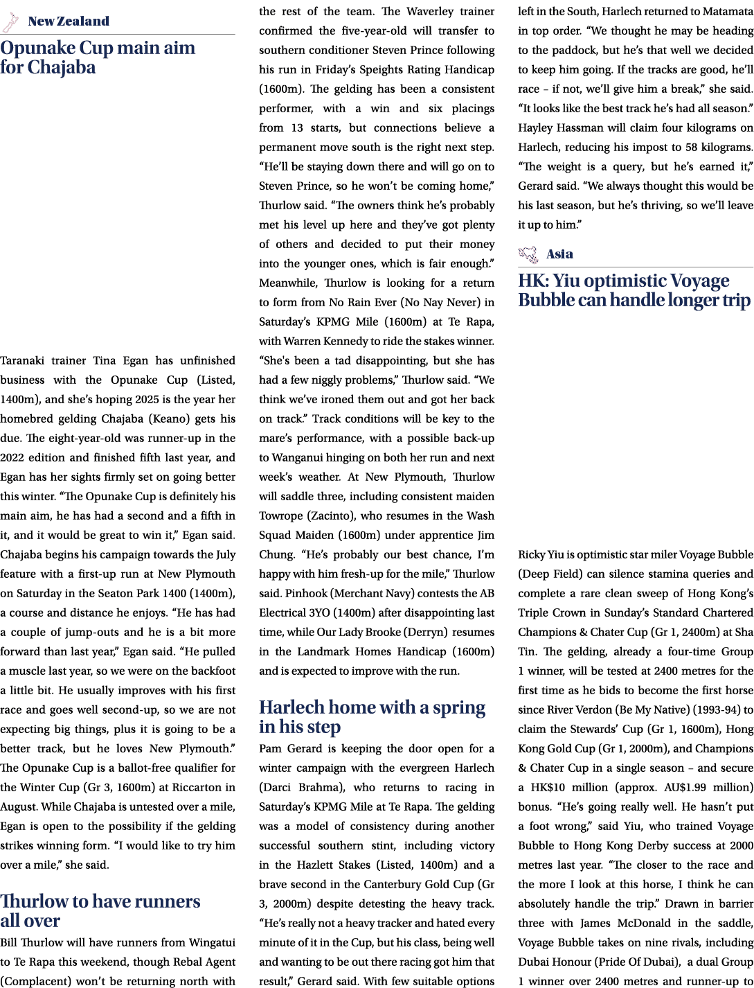 ￼ Opunake Cup main aim for Chajaba Taranaki trainer Tina Egan has unfinished business with the Opunake Cup (Listed, 1...