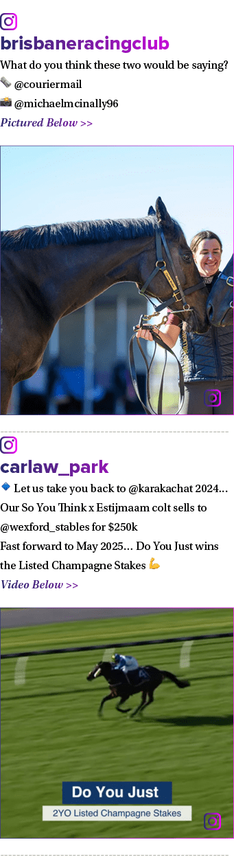 ￼ brisbaneracingclub What do you think these two would be saying? 🗞️ @couriermail 📸 @michaelmcinally96 Pictured Bel...