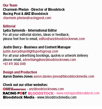 BLOODSTOCK,Our Team Charmein Phelan Director of Bloodstock Racing Post & ANZ Bloodstock charmein.phelan@racingpost.co...