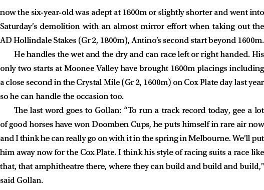 now the six year old was adept at 1600m or slightly shorter and went into Saturday’s demolition with an almost mirror...