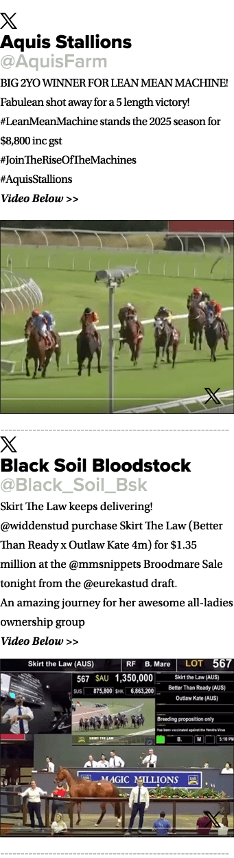 ￼ Aquis Stallions @AquisFarm BIG 2YO WINNER FOR LEAN MEAN MACHINE! Fabulean shot away for a 5 length victory! #LeanMe...
