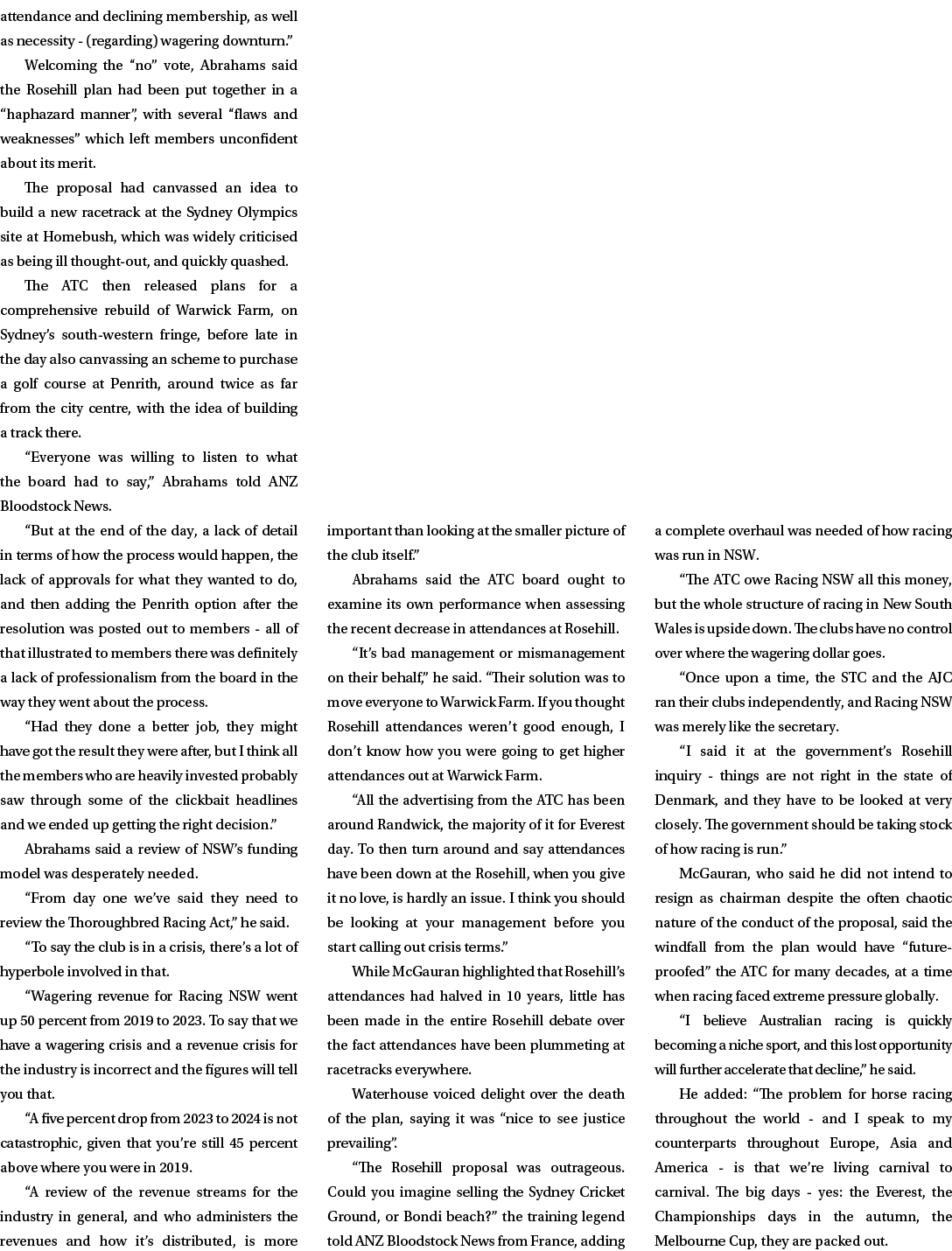 attendance and declining membership, as well as necessity (regarding) wagering downturn.” Welcoming the “no” vote, Ab...