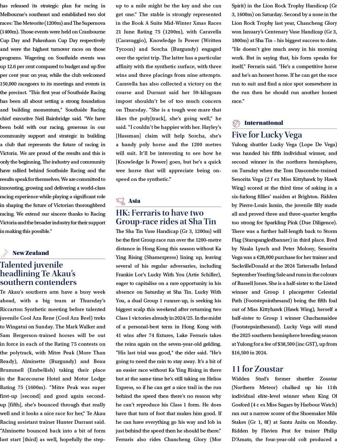has released its strategic plan for racing in Melbourne's southeast and established two slot races: The Meteorite (12...