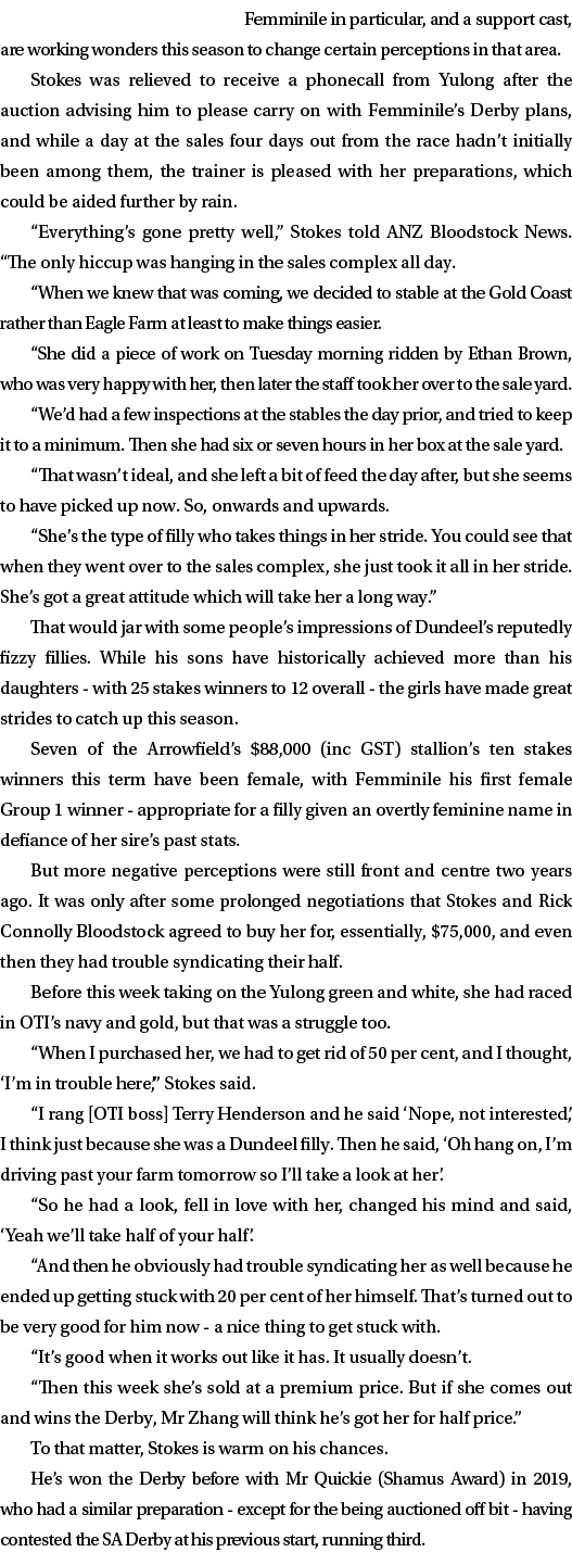 Femminile in particular, and a support cast, are working wonders this season to change certain perceptions in that ar...